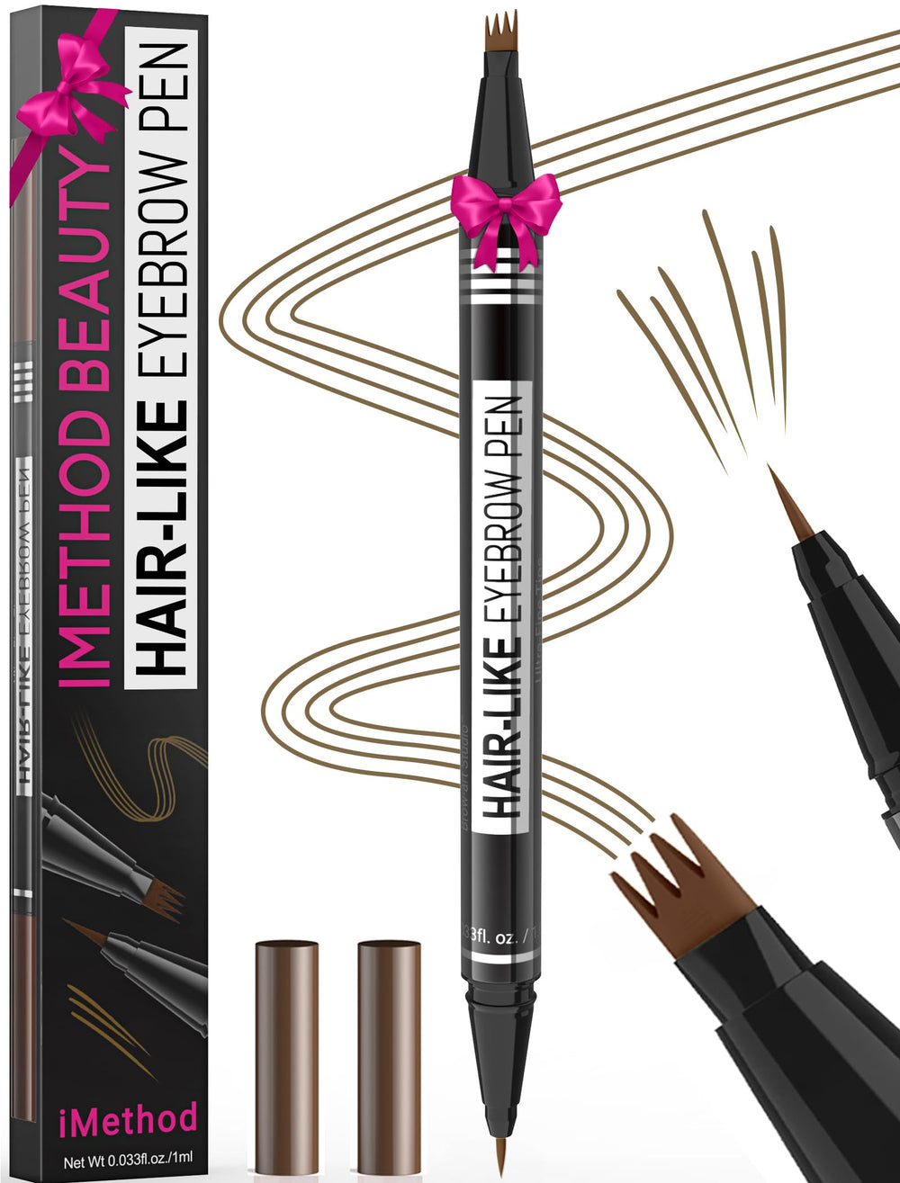 iMethod stylo sourcils microblading avec pointe fine pour des poils naturels.
