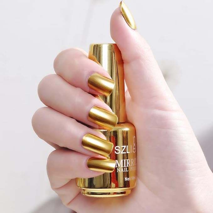 Vernis IMGDD Or métallique, bouteille-reflet, effet miroir éclatant sur ongles