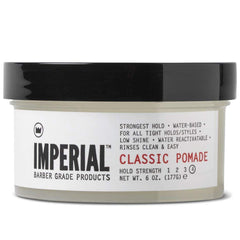 Pomade Imperial Classic, flacon-6oz : tenue puissante et application fluide.