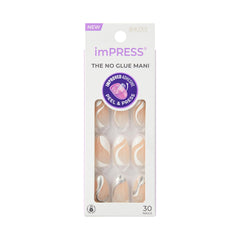Ongles imPRESS KISS sans colle On My Mind, rendu gel naturel et confortable.