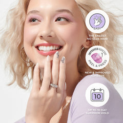 Finitions glitter et cristaux 3D sur les ongles imPRESS No Glue Mani.