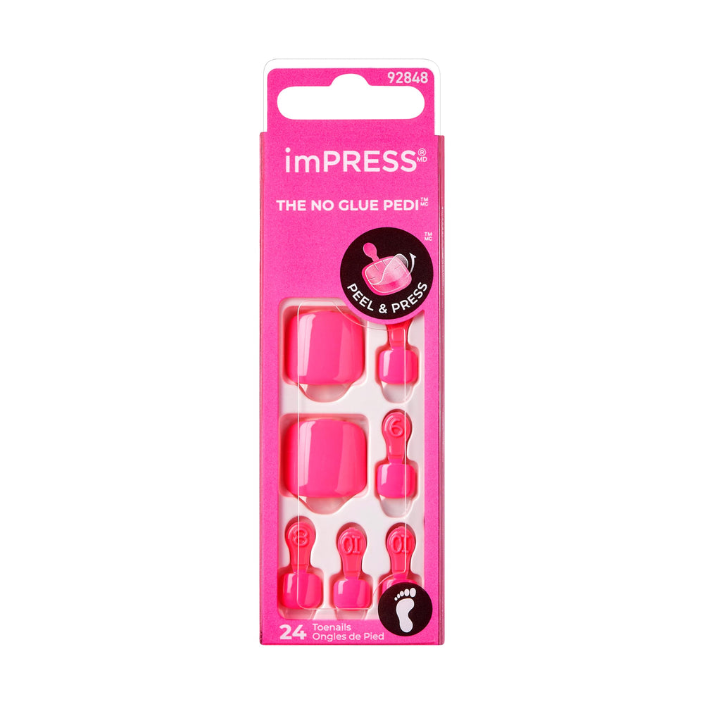 Ongles d’orteils imPRESS Time After Time, rose moyen, forme squoval, facile à porter