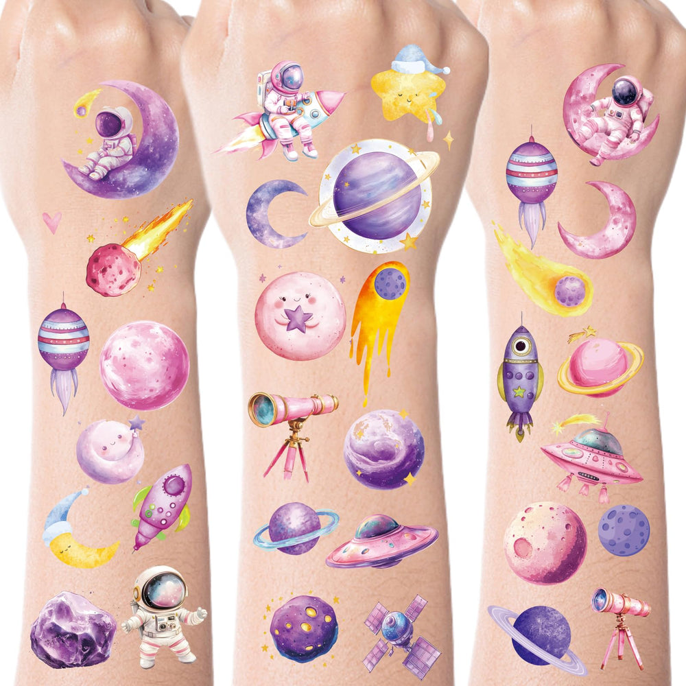 Tatouages INCOK lune rose, faciles à poser pour anniversaire lumineux