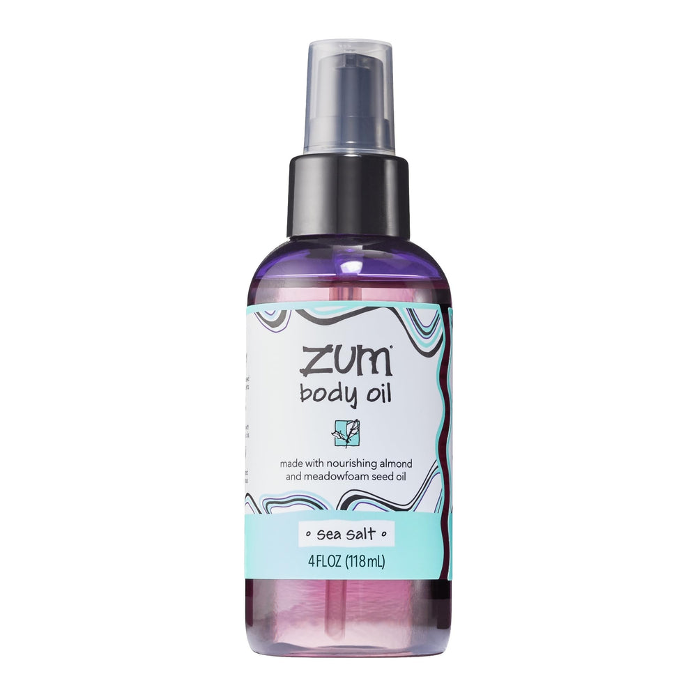 Indigo Wild Zum Sea Salt Body Oil bottle pour for massage and hydration