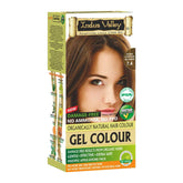 INDUS VALLEY gel colorant cheveux Dark Copper Blond 7.4, bouteille et application facilitée