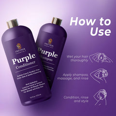 Ensemble INFINA ESSENTIALS violet sur packaging élégant.