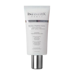 Infinitek Paris flacon ecran solaire visage SPF50 pour protection quotidienne.