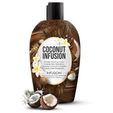 Infusion Lotion Bronzage Coco - Bouteille montrant l'hydratation et le bronzage naturel.