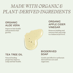 Ingreendients Shampoing ingrédients bio-aloe vera : hydratation douce et cuir chevelu équilibré.