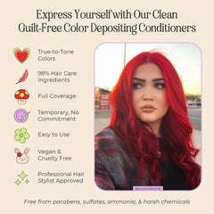 Résultat cheveux rouge rubis après usage INH