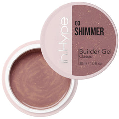 IN.HYPE UV/LED Camouflage Builder Gel Shimmer Nude bottle ready for effortless nail extensions.