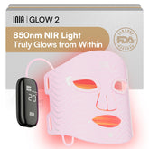 Masque INIA lumière rouge sur le visage pour teint plus uniforme.