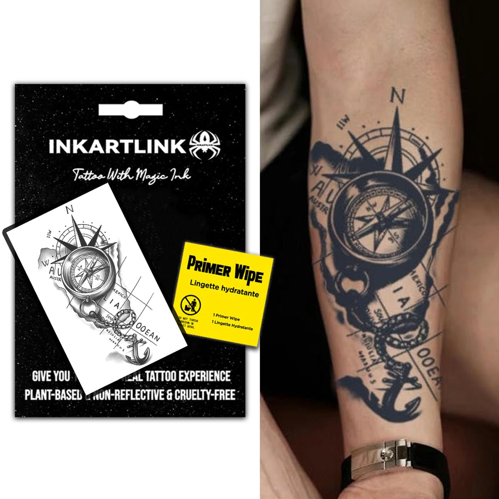 INKARTLINK compas tatouage semi permanent, durable et impermeable pour un style quotidien.