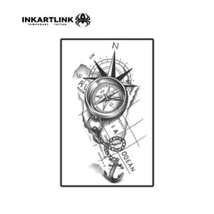 INKARTLINK tatouage compas emballage élégant et cadeau idéal.