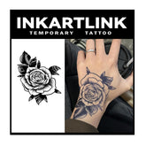 INKARTLINK Tattoo Tech fleur design deux feuilles, look réaliste sur peau