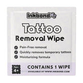 Lingette Inkbond retirant rapidement un tatouage temporaire sans irritation.