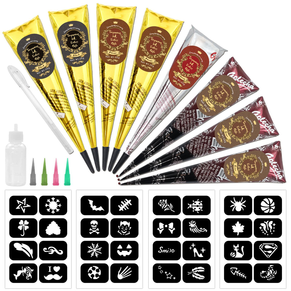 InkForge kit tatouage: ensemble de cônes pour créations temporaires.