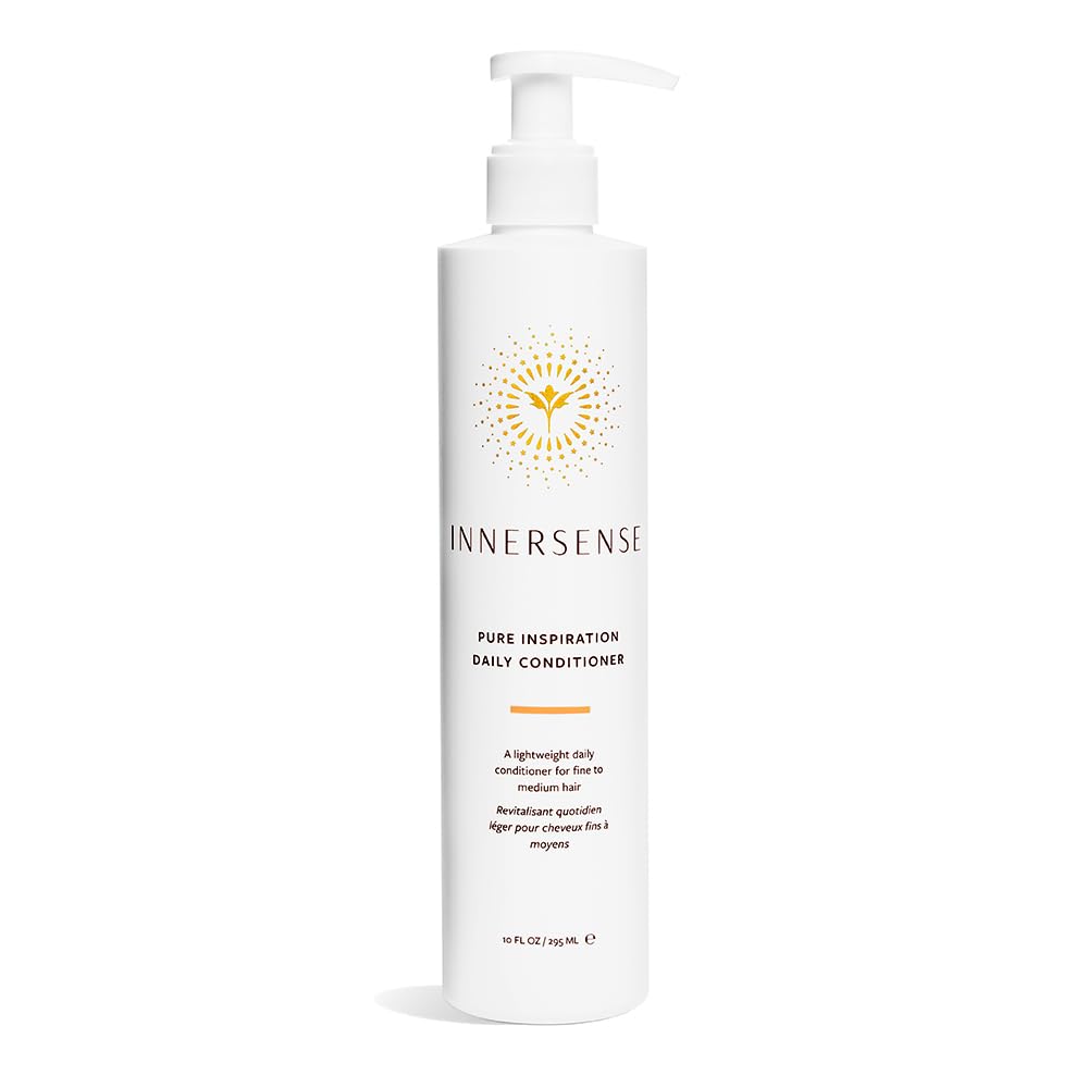 INNERSENSE conditionneur quotidien, bouteille élégante, hydrate les cheveux secs en douceur.