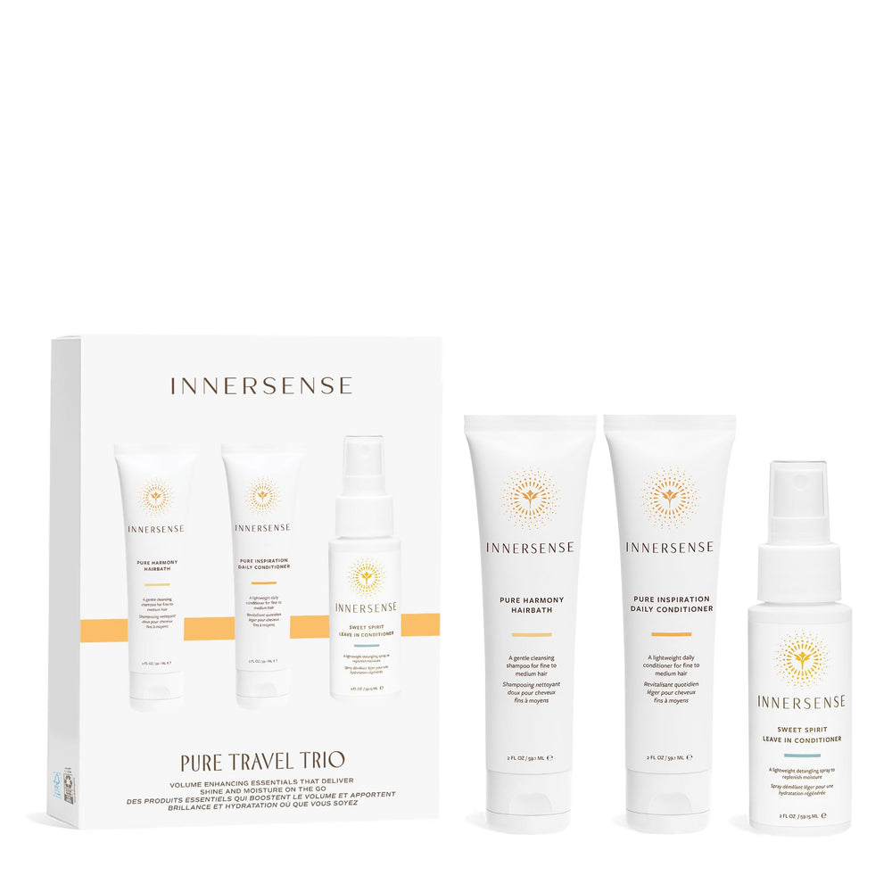 Trousse voyage INNERSENSE Pure Harmony pour cheveux propres en déplacement.