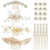 inSowni ensemble 36 barettes or fleurs feuilles mariée, coiffure nuptiale élégante.