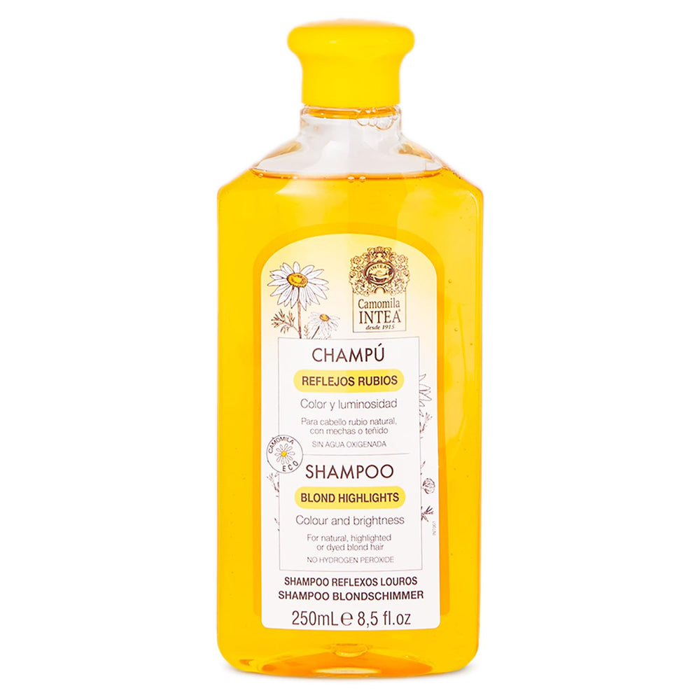 Intea shampooing camomille: bouteille révélant des reflets blond lumineux