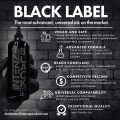 Palette d’échantillons de pigments Intenze Black Label pour choix de couleur.