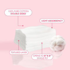 Lingettes visage Intrinsics sans peluches pour tonique et sérums en douceur.