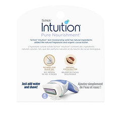 INTUITION rasoir Pure Nourishment à quatre lames pour une coupe efficace.