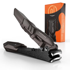 INXEN coupe-ongles pour hommes, vue avant, récupération des débris intégrée pour une utilisation propre.