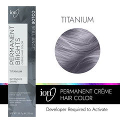 Ion Coloration Crème Cheveux—résultat couleur Titanium durable et uniforme.