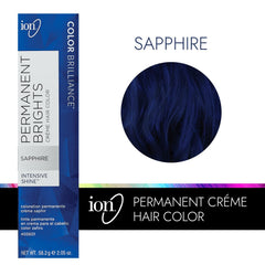 Ion Coloration Permanente Saphir—texture crème douce pour une application lisse.