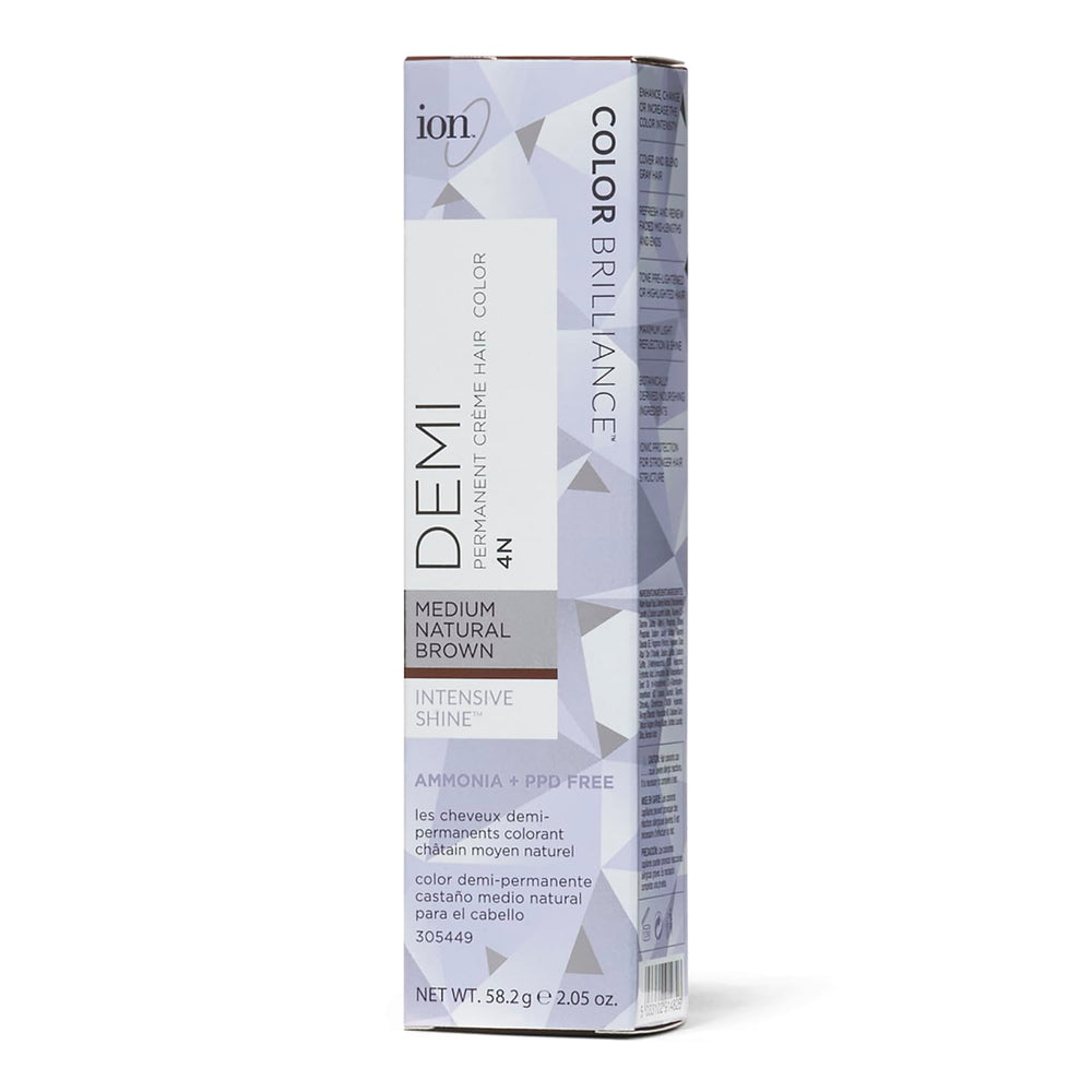 Ion Intensive Shine 4N: texture crème couleur prête à l'application pour une nuance naturelle.
