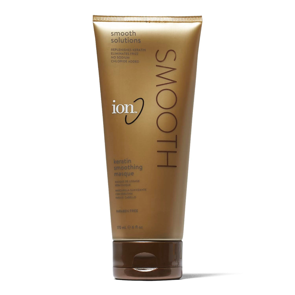 Ion Masque Kératine Lissage, pot visible, soin riche pour nourrir et lisser les cheveux.