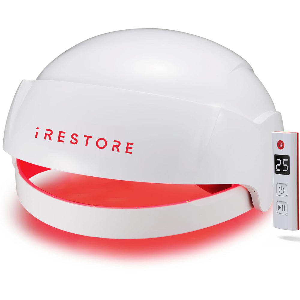 iRestore Essential cap laser en action pour stimuler la repousse à domicile.