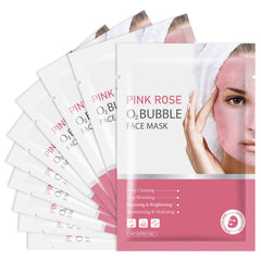 IREV masque visage bulles rose oxygene pour peau lumineuse et purifiee