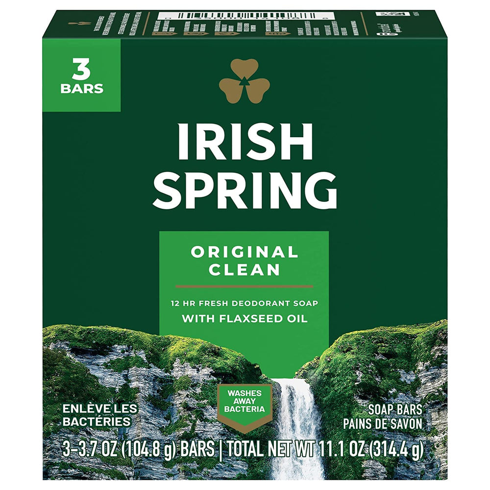 Savon Irish Spring Original en barre, lot de 12, pratique pour la douche quotidienne.
