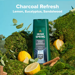 Irish Spring Charcoal Refresh — mousse généreuse montrant la texture lavante et agréable.