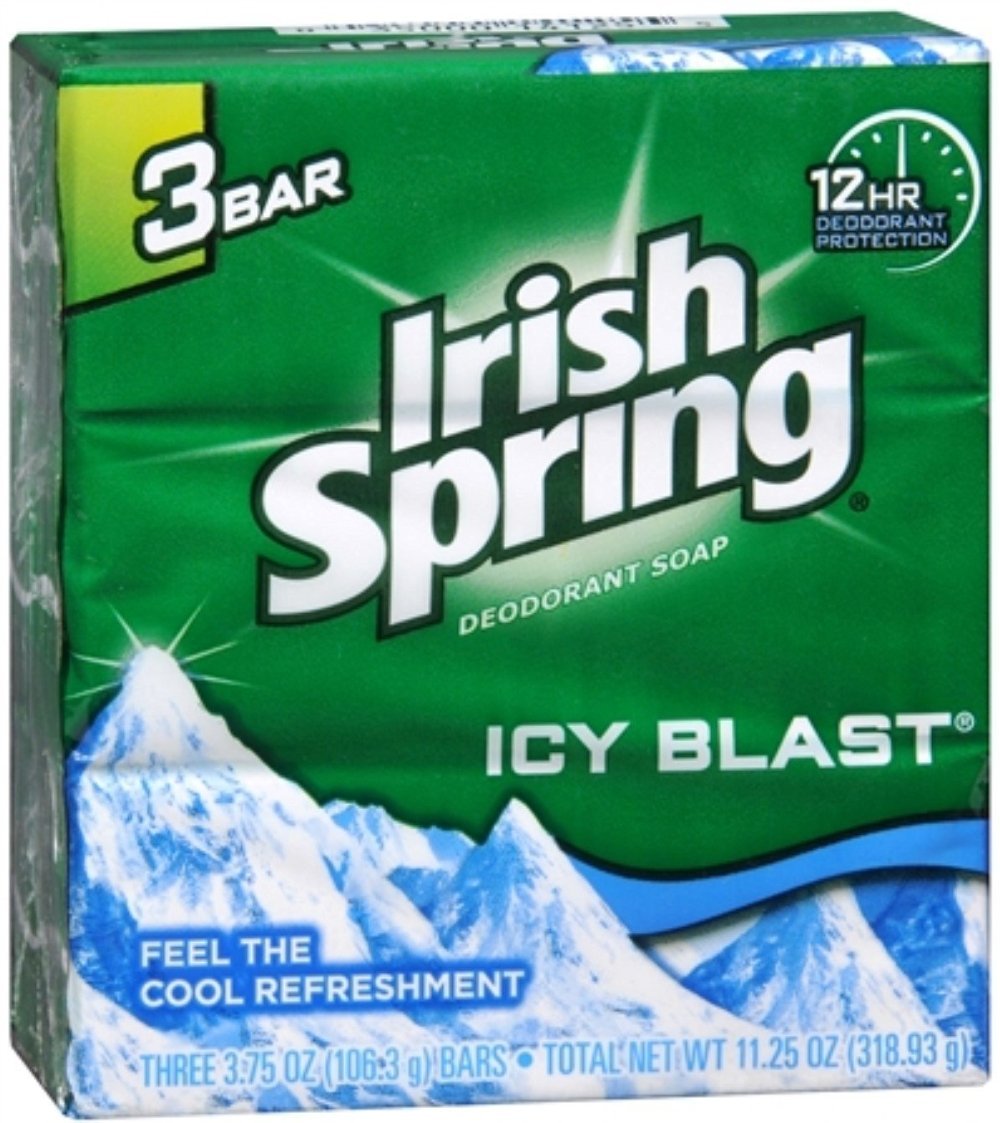 Savon en barre Irish Spring Icy Blast, fraîcheur durable au réveil.