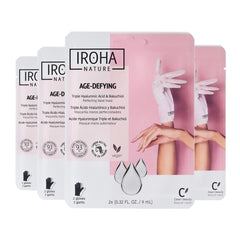 IROHA NATURE masque-mains anti-âge triple hyaluronique pour hydrater et lisser.