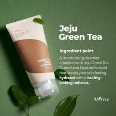 IsNtree Green Tea Fresh Cleanser dispensing pump shows easy application.
