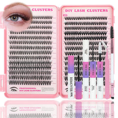 ISTGIFT Lash Clusters Kit contents shown with tools for easy at home lash DIY.