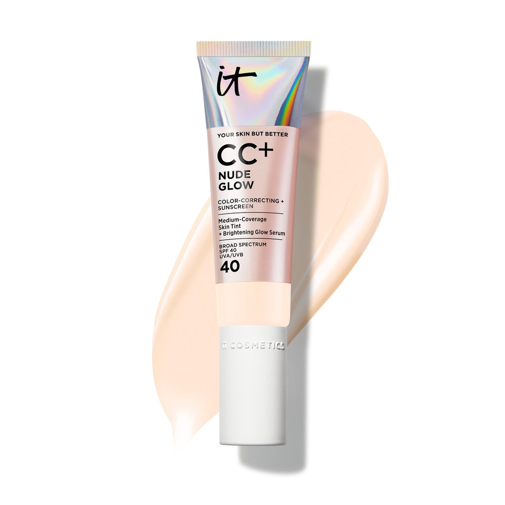 IT Cosmetics CC+ Nude Glow flacon pompe pour application facile et légère.