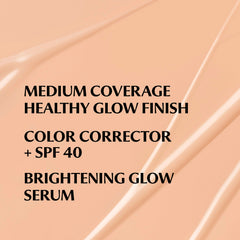 CC+ Nude Glow teinte clair-moyen swatch lumineux sur peau.