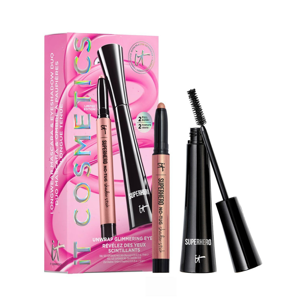 IT Cosmetics Glimmering Rose Shadow Stick in iridescent rose gold for a wearable eye glow.