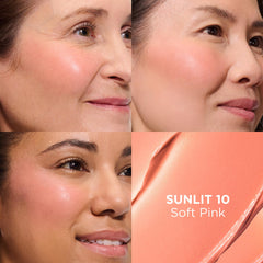 IT Cosmetics Sunlit démontrant l’effet lift sur le visage.