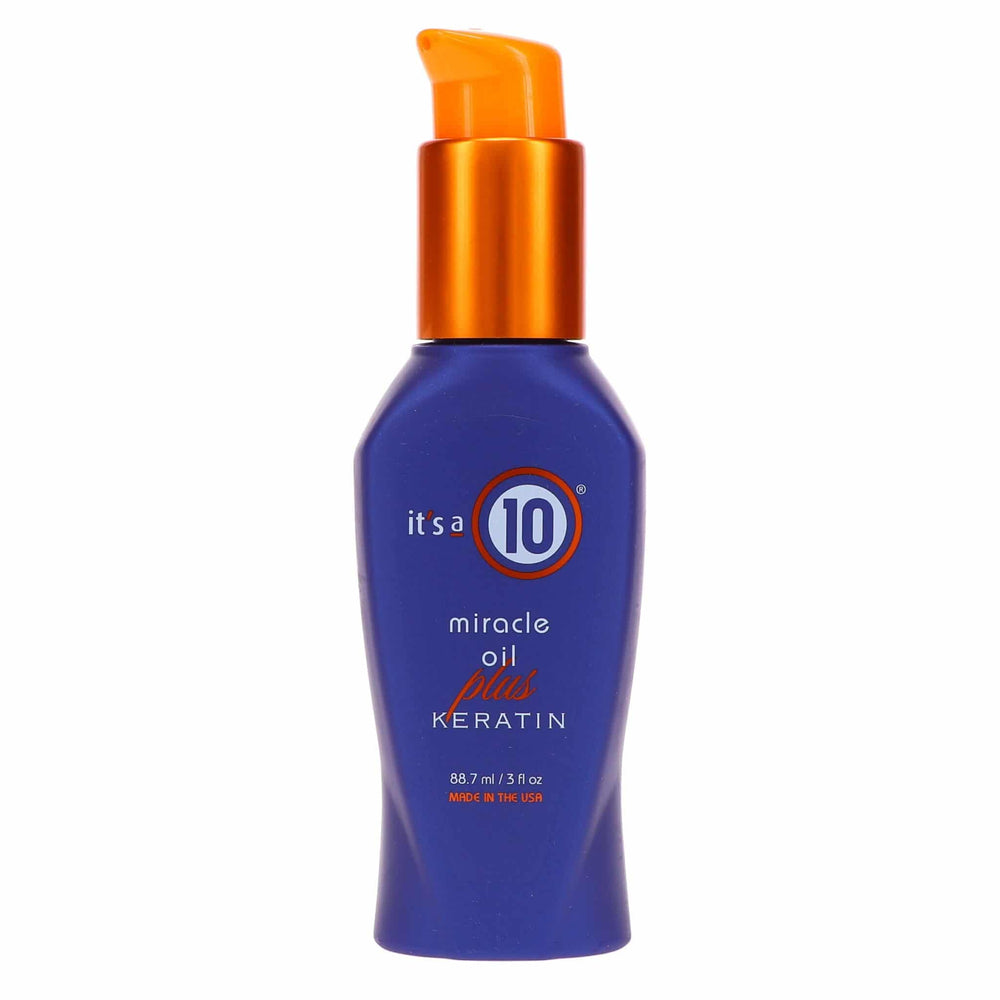 Huile Miracle Plus Kératine de It's a 10 Haircare – bouteille, protection chaleur et humidité.