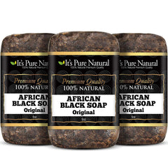 Savon noir It's Pure Natural, pack de 3 barres pour visage et corps.