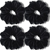 IVARYSS chouchou velours noir extra-large 6 pouces pour cheveux épais et volumineux