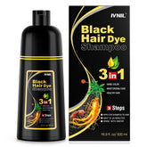 Ivnil Shampoing colorant noir 3 en 1 pour couverture des gris et cheveux plus noirs.