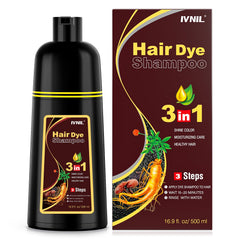 Ivnil shampooing colorant marron châtaigne en bouteille 500 ml pour coloration rapide et pratique.